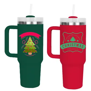 40oz h2.0 plus Vacuum Adventure Quencher christmas tumbler with handle and straw ready to ship customized logo for car
