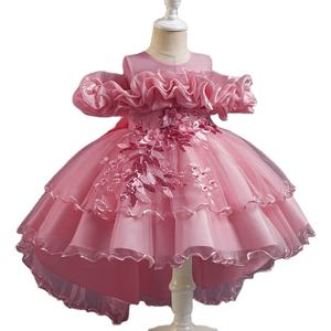 Nuevo vestido de princesa de un hombro para niños de lujo, ropa de actuación de <span class=keywords><strong>pasarela</strong></span> elegante con cuello redondo para niñas - Product Image 1