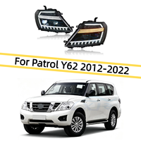 Phare LED compatible avec Nissan Patrol Y62, compatible avec les modèles 2012-2022, clignotant séquentiel LED, phare LED avec DRL dynamique, boîtier noir
