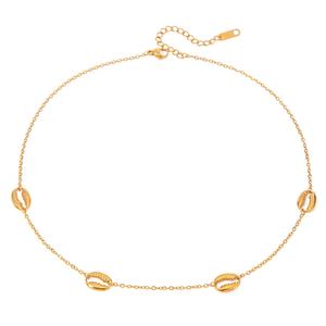 Nouveau collier tendance plaqué or 18 carats en forme de coquille, collier simple en acier inoxydable géométrique pour femmes - Product Image 1