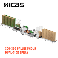 Línea de Pintura por Pulverización para Palés de Madera HICAS SF1000PPS para Palés Europeos, 5-6 Piezas/min, PLC Schneider, Certificación CE