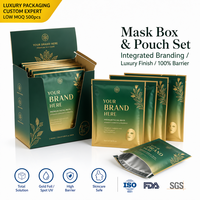 Ensemble de pochettes et boîtes cosmétiques de luxe, solution d'emballage personnalisée imprimée pour un coffret cadeau de masques en feuille haut de gamme pour les soins de la peau
