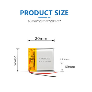 OEM/ODM Haute Sécurité 3.7V/180mah 602020 Poche Commerciale Micro Batterie Lithium Polymère Rechargeable - Product Image 6