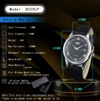 Montre homme automatique LONGLUX, montres mécaniques en gros, simples, polyvalentes, avec date, étanches, mode, bracelet en cuir, cadeau pour homme