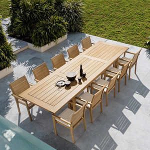 Thiết Kế Hiện Đại Ngoài Trời 10-Chỗ Ngồi Thêm Lớn Patio Gỗ Tếch Bàn Ăn Và Ghế Đồ Nội Thất Set Vườn Gỗ Bộ Sưu Tập - Product Image 1