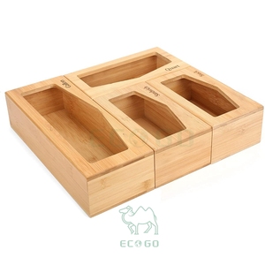 Caja de pan de bambú de gran capacidad mejorada, cuarto de galón, varios contenedores de almacenamiento de alimentos, organizador de almacenamiento Ziplock, cajón de cocina - Product Image 1