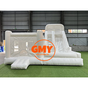 Alquiler de fiestas, castillo hinchable blanco inflable, combo de rebote, castillo hinchable al aire libre con tobogán - Product Image 1