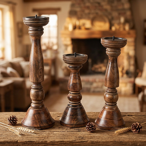 Support de bougie rond en bois fait main QUALCOSA INTERNATIONAL pour la décoration de la maison à la Saint-Valentin - Product Image 6