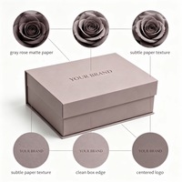 Boîte cadeau rigide magnétique grise personnalisée avec logo de marque imprimé en relief pour l'emballage de cosmétiques et d'accessoires de luxe pour mariage