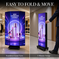 Afficheur LED pliable sans soudure pour affichage numérique intérieur haute définition, protégé par GOB, portable, avec roues silencieuses