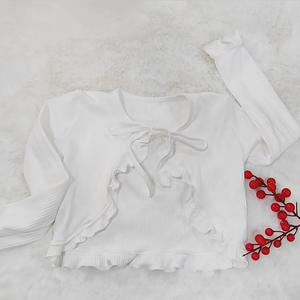 Hw622 flor niña blanco rojo bloqueador solar algodón chico boda fiesta capa nupcial chal Bolero - Product Image 4