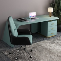 Bureau de direction moderne et simple en forme de L, en bois vert, marque ML, mobilier de luxe