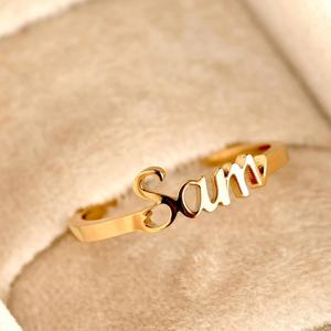 Nouveau Nom Personnalisé Bague en Acier Inoxydable Plaqué Or, Bague Personnalisée Cadeau <span class=keywords><strong>de</strong></span> Noë<span class=keywords><strong>l</strong></span> ou d'Anniversaire pour Votre Amour - Product Image 6