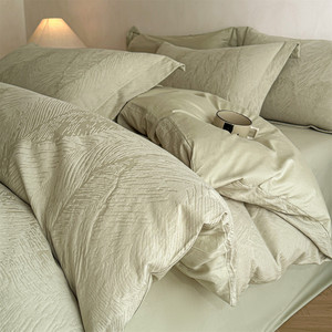 Juego de Sábanas de Cuatro Piezas de Algodón 100%, Lavado 60 Veces, Jacquard Tridimensional Brillante en Relieve, Funda de Edredón y Fundas de Almohada para Hogar y Hotel - Product Image 4