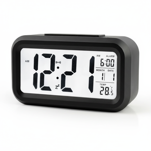 Horloge de bureau électronique numérique à LED avec alarme, calendrier, rétroéclairage, matériau plastique, design Art Déco, personnalisable OEM - Product Image 1