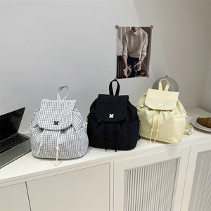 Plaid Pattern <b>Women</b> <b>Backpack</b> Fashion Versatile Rucksack <b>Large</b> Capacity Student School Bag For Daily Commute - Product Image 1