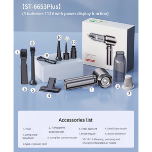 <span class=keywords><strong>Aspirateur</strong></span> de <span class=keywords><strong>voiture</strong></span> sans fil 100W 14000Pa, charge rapide Type-C, 6000mAh, 3 vitesses, <span class=keywords><strong>aspirateur</strong></span> portable sans fil à main - Product Image 6