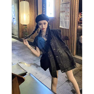 2025 chaleco vaquero Retro para mujer, cuello largo, ropa de abrigo para primavera y otoño, nuevo diseño, chaqueta en capas, decoración con botones de relleno de algodón - Product Image 5