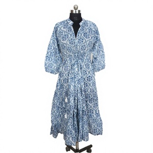 Vestido de Verano para Mujer, Diseño Moderno, Cuello en V, Estampado Floral, Encaje Cruzado, Manga 3/4, Bolsillos, Cintura Natural, Algodón Ecológico Suave - Product Image 1