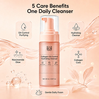 Produits de beauté : Nettoyant purifiant régulateur de sébum au collagène, Ritual Peach Clean, Nettoyant visage éclat au niacinamide, Usine de soins de la peau
