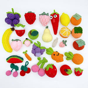 Llaveros de fresa, caqui, maní, manzana, naranja, tigre y león, accesorios de lana tejida, venta al por mayor - Product Image 2