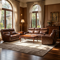 Modernes Antik-Wohnzimmer-Set Möbel Elektrischer Relaxsessel Echtleder-Relaxsofa mit herunterklappbarem Tisch