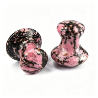 Pierre de massage faciale en forme de champignon, masseur pour les yeux et le visage, Gua Sha en rhodonite pour le visage