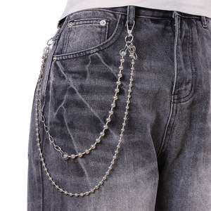 Western Hip Hop Metal Waist <b>Chain</b> Double Layer Ball Beaded Zinc Alloy Casual Streetwear <b>Jeans</b> Accessory - Product Image 5