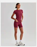 Set Pakaian Olahraga Yoga Lengan Pendek Solid Basic dengan Celana Pendek Pinggang Tinggi untuk Yoga, Olahraga, dan Gym
