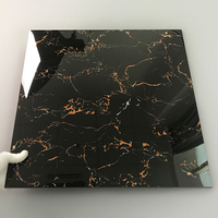 Carreaux de sol en porcelaine effet marbre noir 60x60, polis et émaillés, prix usine, pour salon (600x600)
