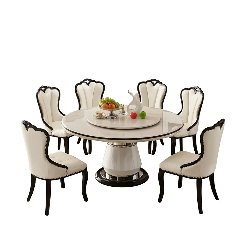 Набор итальянский современного обеденного стола, Роскошный Глянцевый обеденный стол с мраморной столешницей, обеденный стол из каррарского белого мрамора