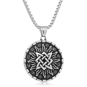<b>Titanium</b> Steel Sunflower Pendant Geometric Design Unisex Necklace Everyday Wear 19020 - Product Image 1
