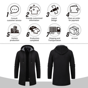 Pulls en molleton doublés personnalisables à fermeture éclair intégrale, mode tricotée, coupe régulière pour hommes, pull à capuche, veste longue pour hommes, sweat-shirts à capuche - Product Image 3