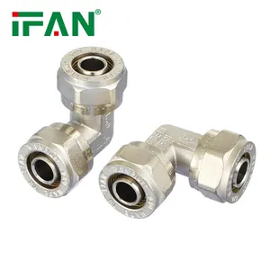 Ifan Officiële China Leveren Hoge Kwaliteit Messing Pex Compressie Fittingen Goud Gelijke Tee Pex Pijp Fitting