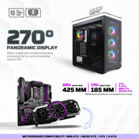 FANTECH casing Gaming CG87 ATX 425mm GPU, casing PC kaca Tempered dengan 6 kipas, tampilan panorama 270 derajat