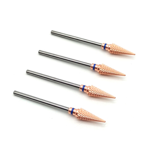 Rose Gold Coated Conical Cross Cut Tungsten Carbide Nail <b>Drill</b> <b>Bit</b> Stable Low Noise Grinding Head - Product Image 3
