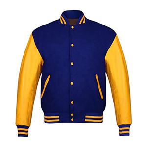 Chaqueta de invierno de gran tamaño para hombre de alta calidad con mangas de cuero chaquetas universitarias personalizadas al por mayor baratas chaqueta Varsity para hombre - Product Image 1