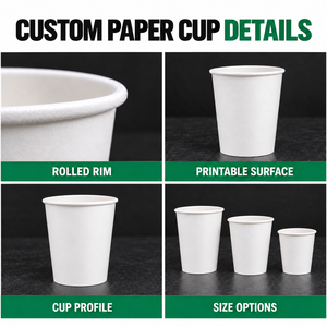Gobelets à café en papier à paroi simple imprimés sur mesure 7oz 8oz 9oz jetables pour boissons chaudes Vente en gros directe usine Faible MOQ - Product Image 3