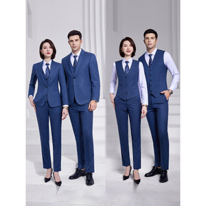 Unisex Professional Suit Haze Blue Workwear For Office Business Formal Wear Spring Autumn - Product Image 2