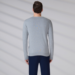 Custom High Quality Cotton Knitwear Casual <b>Pullover</b> Fall Long Sleeve <b>Jumper</b> Embroidered Logo V Neck Sweater - Product Image 6