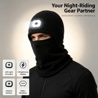Cagoule LED thermique en polaire coupe-vent pour le cyclisme, la course nocturne, la course à pied et le ski