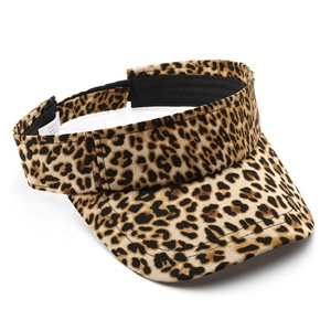 Topi pelindung matahari macan tutul wanita, kasual desain kustom cetak bordir olahraga tanpa atasan musim panas topi Golf Tenis untuk wanita - Product Image 3