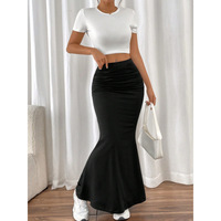 Nouvelle jupe midi pour femmes printemps, été et automne : jupe longue plissée sexy, moulante, qui s'adapte aux hanches. ODM OEM