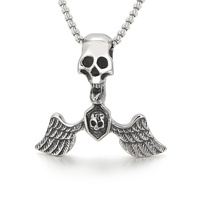Punk bijoux collier vintage en acier inoxydable pirate skipper crâne pendentif colliers