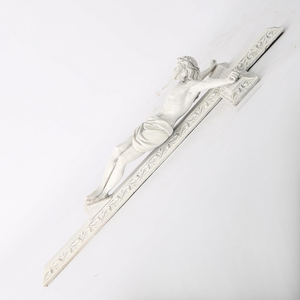 Maßgefertigte Holzstatue Kunstskulptur Modell Religiöse Wanddekoration Weißes San Damiano Katholisches Wandkreuz Kruzifix - Product Image 4