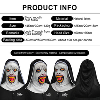 Masque effrayant en latex, cagoule de nonne sanglante, accessoires d'horreur pour fête costumée d'Halloween, effets de saut d'effroi pour adulte, personnalisable