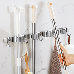 Support mural auto-adhésif pour balai et serpillière, organisateur de <span class=keywords><strong>balais</strong></span>, rangement d'outils, supports muraux, porte-balai, porte-serpillière - Product Image 1