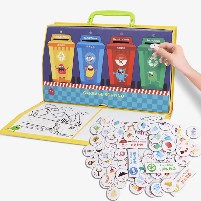 Магнитная игрушка-головоломка для мусора, классификация для сортировки мусора, обучение окружающей среде, детские развивающие игрушки