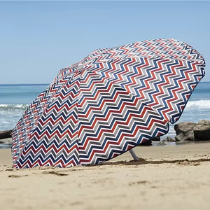 Parasols de plage pliants d'extérieur imperméables de style rayé pour le sable, résistants au vent, portables, pour piscine et protection solaire - Product Image 1