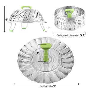 Vaporizador expandible de acero inoxidable para verduras, cesta de acero inoxidable para cocinar pescado y mariscos - Product Image 5